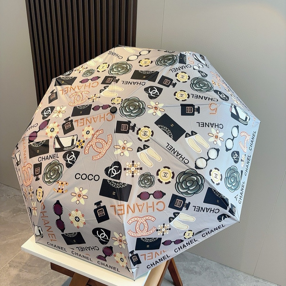Chanel Multicolor Logo Print Umbrella